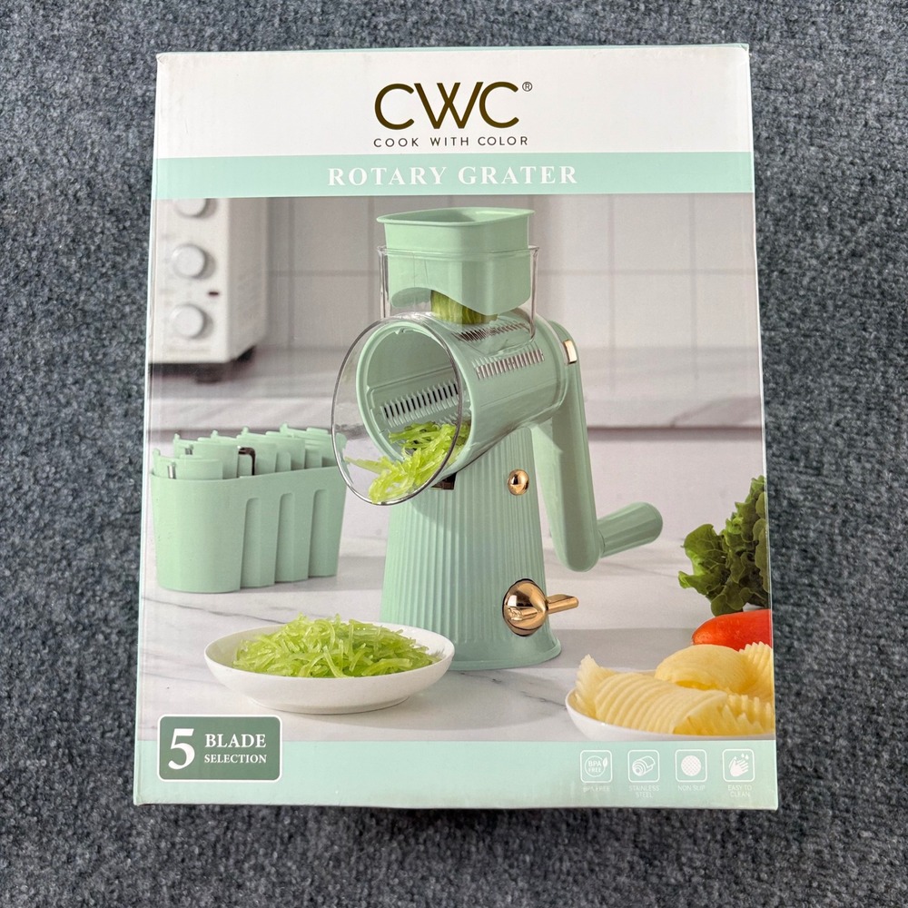 Cook With Color Rotary Grater Mint Green 5 Blade Manual Kitchen Slicer WARG01